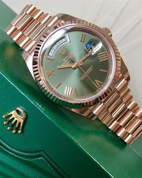 gold rolex green face|Rolex day date everose gold.